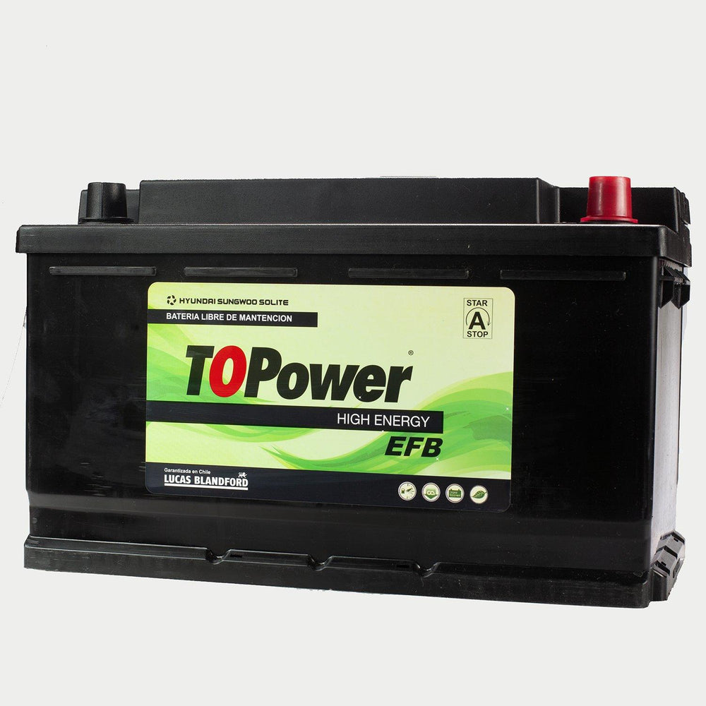 Bateria topower efb start-stop 80 amp positivo derecho incluye pestaña