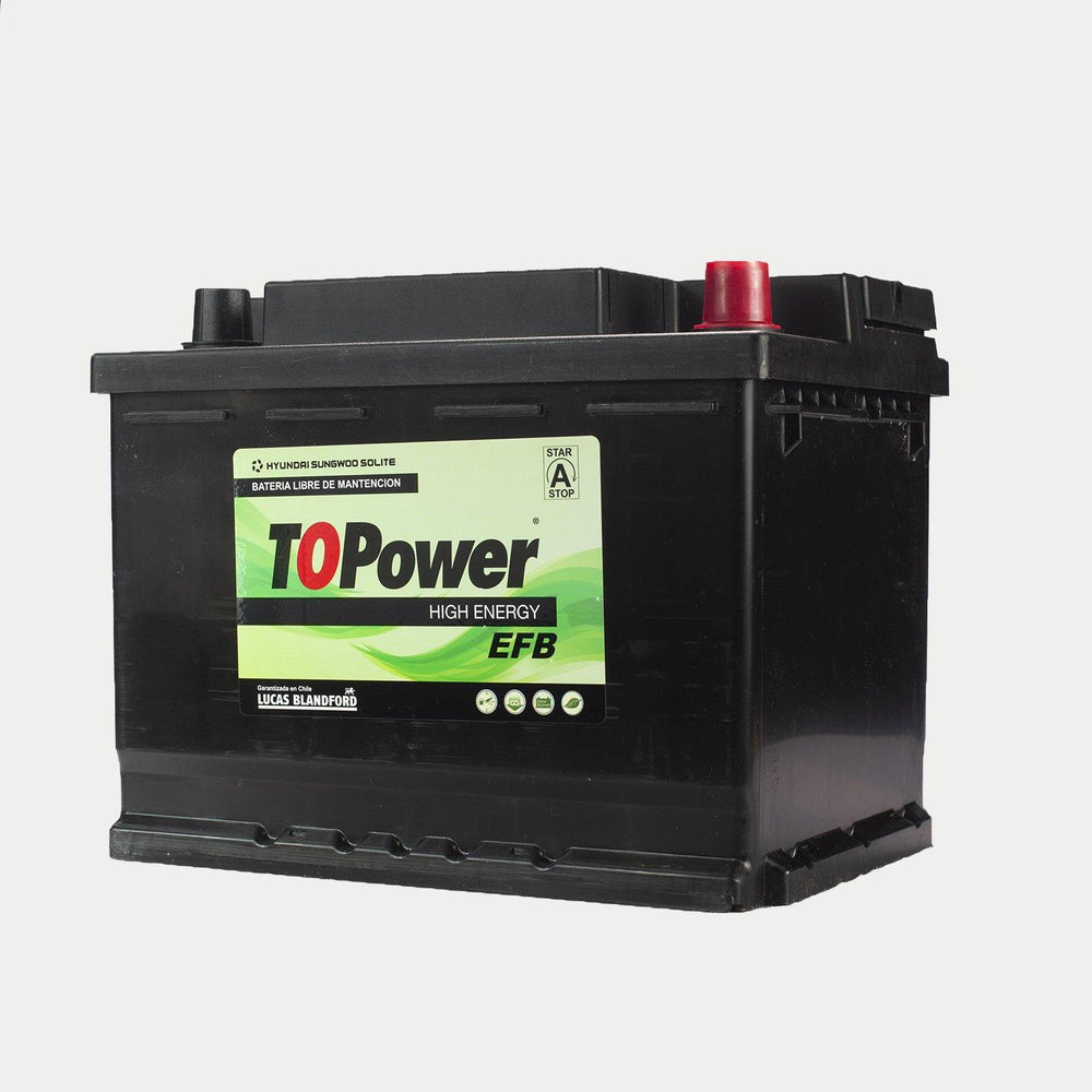 Bateria topower efb start-stop 60 amp positivo derecho incluye pestaña